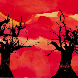 Tusche-Blastechnik: Bäume