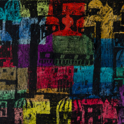 Wachskreide-Auskratztechnik: Orientalische Stadt