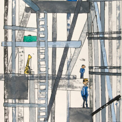 Auf dem Baugerüst