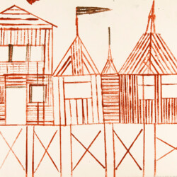 Kartonkantendruck - Pfahlbauten