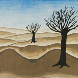 Hügelige Landschaft mit Bäumen