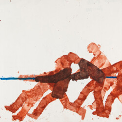 Kartonstempel: Personen beim Tauziehen