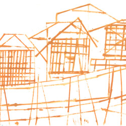 Kartonkantendruck - Pfahlbauten