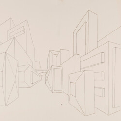 Perspektive mit 2 Fluchtpunkten: Futuristische Gebäude