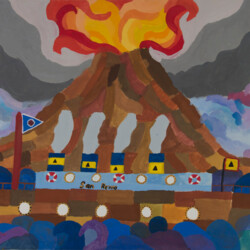 Schiff vor Vulkaninsel