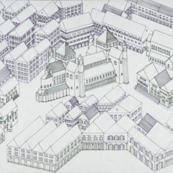 Grundriss-Schrägbild: Blick auf einen Marktplatz