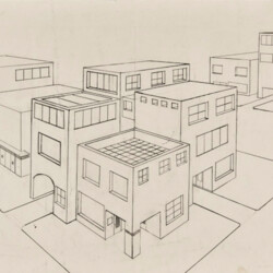 Perspektive mit 2 Fluchtpunkten: Stadtsiedlung