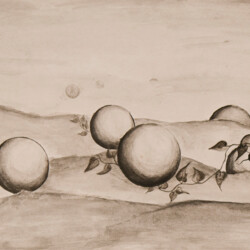 Surreale Landschaft mit Kugeln