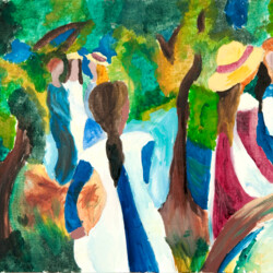 Macke: Mädchen unter Bäumen