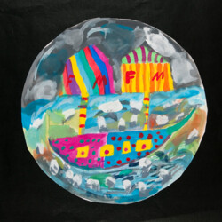 Blick durch ein Fernrohr