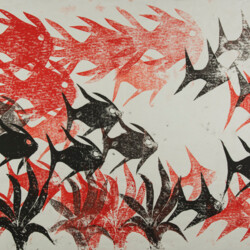 Kartonstempel: Tierschwarm -  Fische