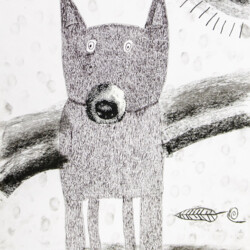 Zeichnung mit Fineliner und Kohle