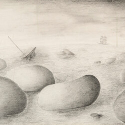 Landschaft: Versunkenes Schiff