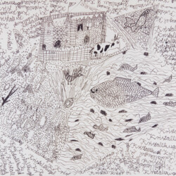 Textillustation: Das Märchen von der Kristallkugel