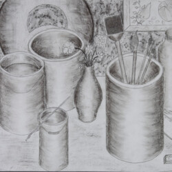 Stillleben: Malerutensilien