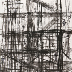 Kartonkantendruck: Auf dem Baugerüst