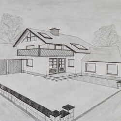 Perspektive mit 2 Fluchtpunkten: Einfamilienhaus