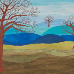 Hügelige Landschaft mit Bäumen