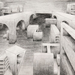 Zentralperspektive mit kubischen Formen