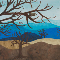 Hügelige Landschaft mit Bäumen