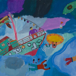 Schiffskatastophe: Ein Schiff sinkt