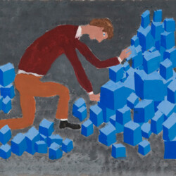 Mit Bauklötzen spielender Junge