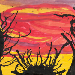 Tusche-Blastechnik: Bäume