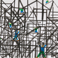 Kartonkantendruck: Auf dem Baugerüst