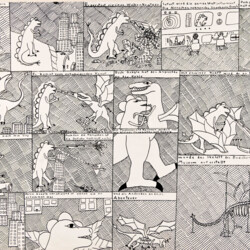 Tusche- und einfarbige  Filz- und Holzstiftzeichnungen