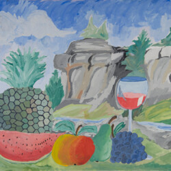 Stillleben mit Landschaft