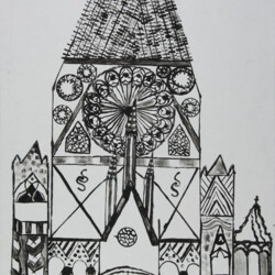 Kartonkantendruck: Gotische Kathedrale