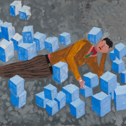 Mit Bauklötzen spielender Junge