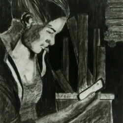 Person mit Handy: Die Erleuchung